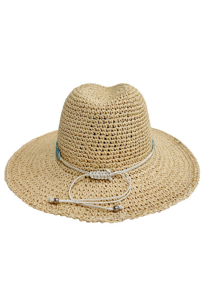 LULI HAT - Beaded Hat • Natural | Aqua