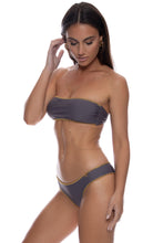 LULI CHIC - Luxe Stitch Free Form Bandeau Top & Seamless Wavy Ruched Back Bottom • Piedra Gris