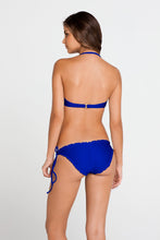 COSITA BUENA - Underwire Push Up Bandeau & Wavey Full Tie Side Ruched Back • Electric Blue