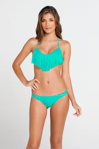 COSITA BUENA - Fringe Scoop Halter Top & Multi Strap Ruched Brazilian • Sexy Siren