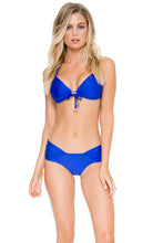 COSITA BUENA - Molded Push Up Bandeau Halter & Scrunch Panty Ruched Back • Electric Blue