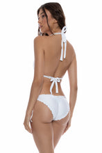 COSITA BUENA - Halter Triangle Top & Wavy Ruched Back Full Tie Side Bottom • White