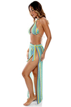 ISLAND BLUES - Cross Halter Top & Long Wrap Skirt • Multicolor