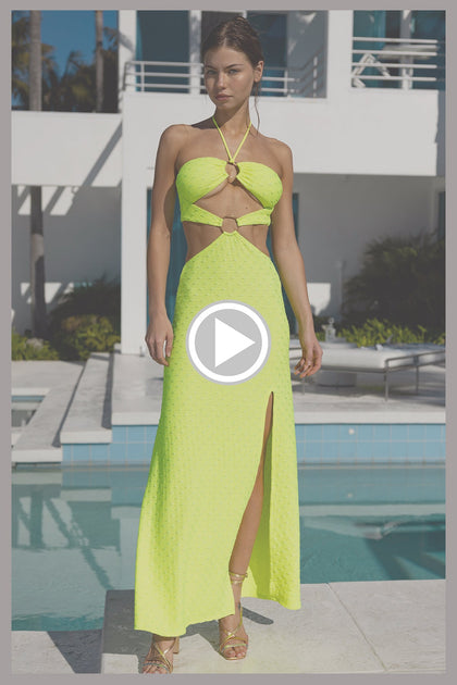 BRILLA - Double Loop Bandeau Long Dress • Neon Yellow