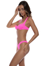 WAVY BABY - Wide Strap Balconette Top & High Leg Brazilian Bottom • Blazing Pink