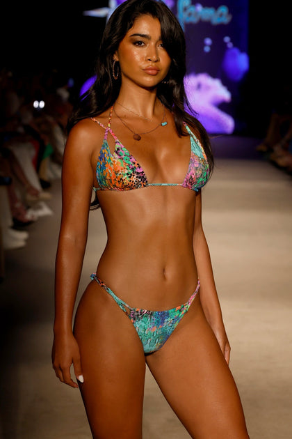 MIAMI MYSTIQUE - Diamond Cut Out Triangle Top & Knotted Cut Out Moderate Bottom • Multicolor Runway