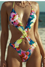 TROPICAL ILLUSIONS - Crossed Front Monokini • Multi Blue