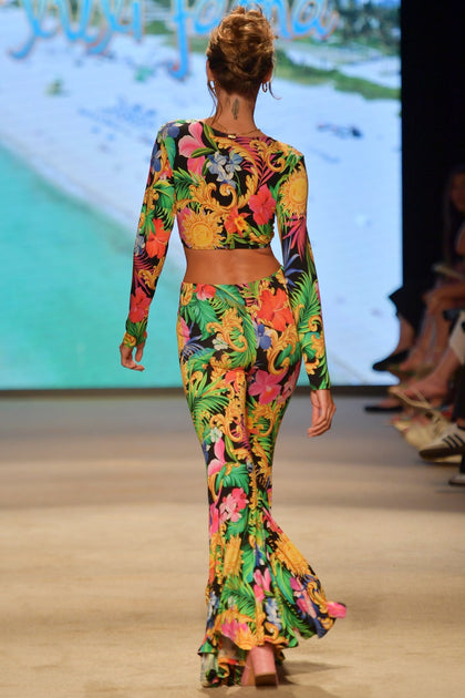 LOVE BY THE SUN - Front Knot Crop Top & Bell Bottoms Pants • Multicolor Runway