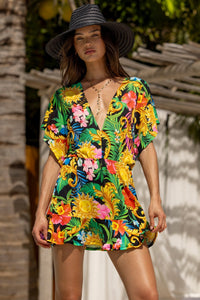 LOVE BY THE SUN - Playera V Neck Ruffle Dress • Multicolor