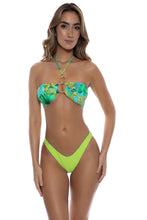 PALM ISLAND - Ring Drawstring Bandeau Top & High Leg Brazilian Bottom • Multicolor