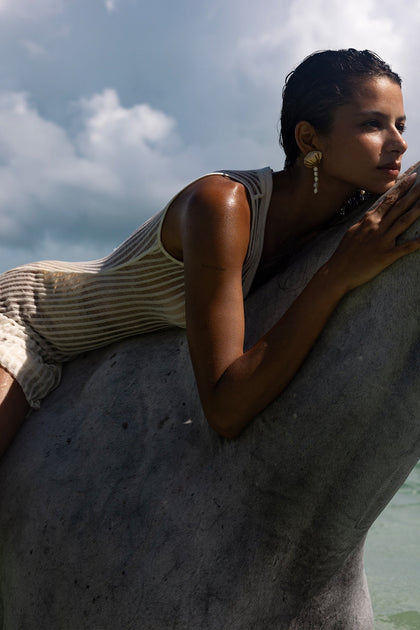 ON THE HORIZON - V Neck Tank Dress • Ivory