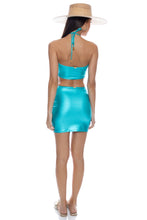 SEVEN SEAS - Knotted Halter Bandeau Top & Mini Skirt • Multi Blue