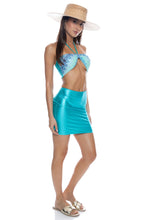 SEVEN SEAS - Knotted Halter Bandeau Top & Mini Skirt • Multi Blue