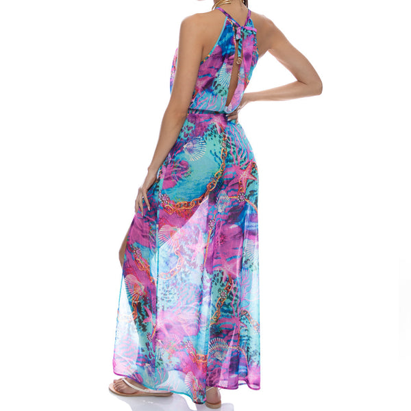 TREASURE - Halter Keyhole Maxi Dress