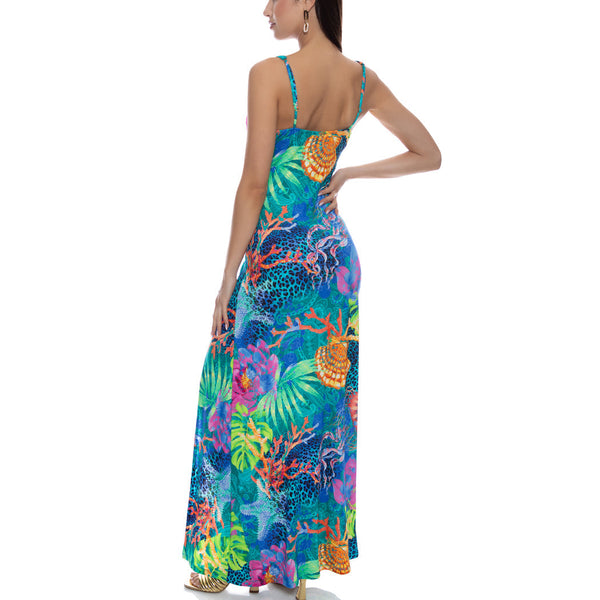 TROPICAL SIREN - Plunge Long Dress