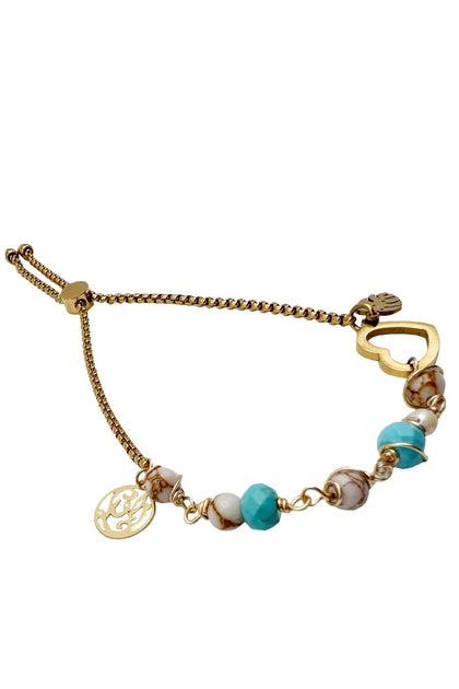 JEWELRY - Howlite And Pearl Beaded Anklet • Gold