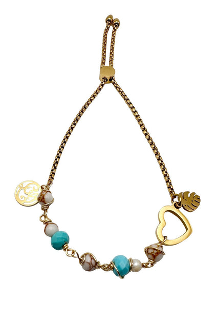 JEWELRY - Howlite And Pearl Beaded Anklet • Gold