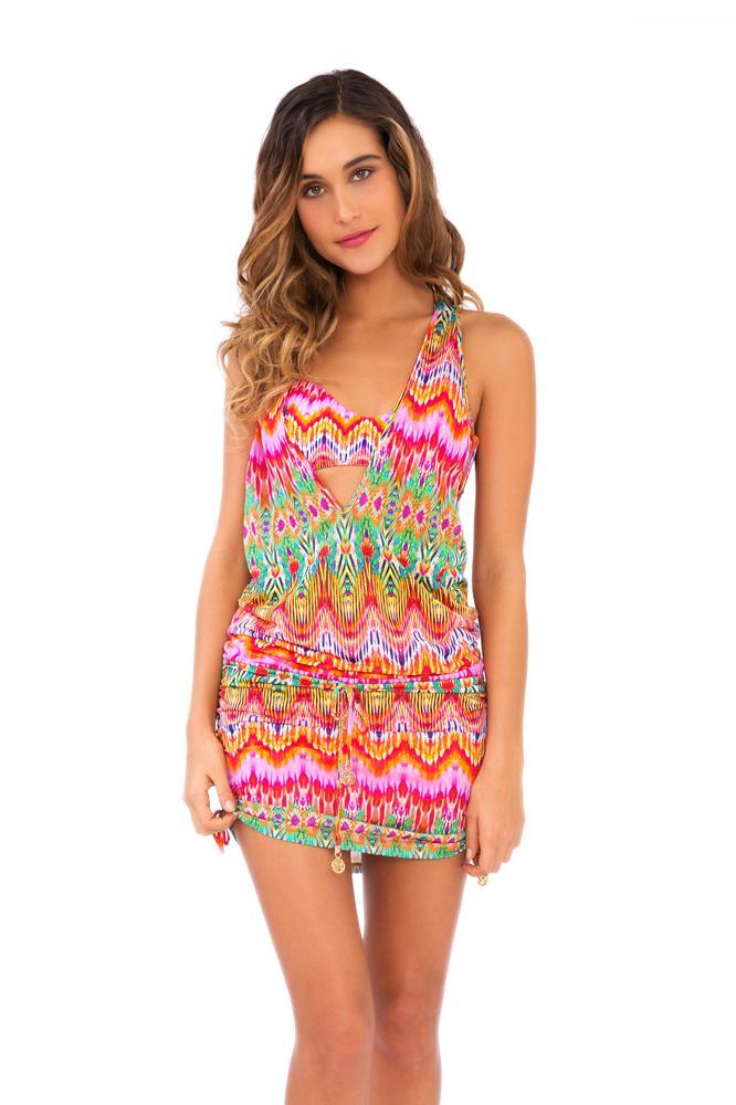 SUNKISSED LAUGHTER - T Back Mini Dress • Multicolor