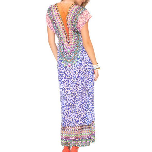 LIL GEM - Lace Up Cap Sleeve Long Caftan