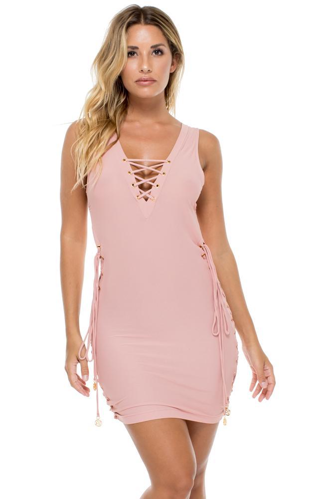 MAMBO - Open Sides Bodycon Dress • Rosa