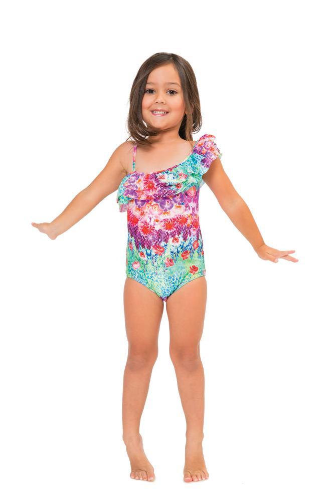 PEQUEÑO PARAISO T - One Shoulder Ruffled One Piece • Multicolor